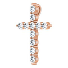 14K Rose 3/8 CTW Lab-Grown Diamond Cross Pendant R42359:LG633:P