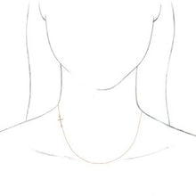 14K Rose .04 CTW Natural Diamond Off-Center Sideways Cross 16