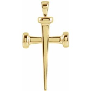 14K Yellow 	28x14.71 mm Nail Cross Pendant R42392:104:P