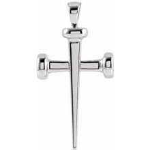 14K White 	28x14.71 mm Nail Cross Pendant R42392:101:P