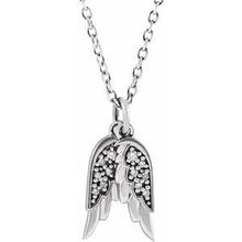 Sterling Silver .03 CTW Natural Diamond Angel Wings 16-18