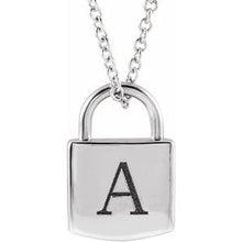 14K White Engravable Lock 16-18