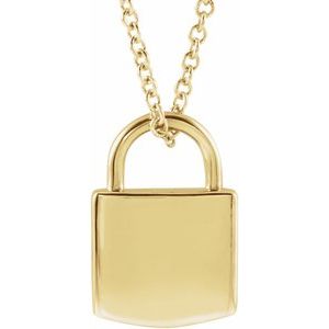 14K Yellow Engravable Lock 16-18" Necklace
 87184:110:P