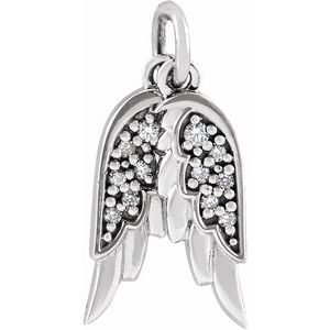 14K Rose .03 CTW Natural Diamond Angel Wings Pendant