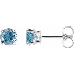 Sterling Silver 8 mm Lab-Grown Aqua Sapphire Stud Earrings 1874:70577:P