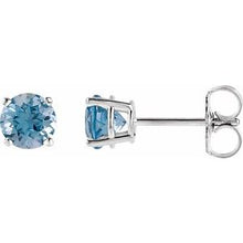 Sterling Silver 8 mm Lab-Grown Aqua Sapphire Stud Earrings 1874:70577:P