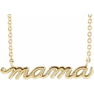 14K Yellow Petite Mama Script 16" Necklace 87395:111:P