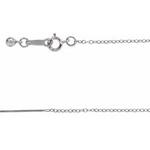 Rhodium-Plated Sterling Silver 1.1 mm Adjustable Threader Cable 16-22" Chain CH1104:602:P