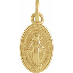 14K Yellow 12x8 mm Oval Miraculous Medal