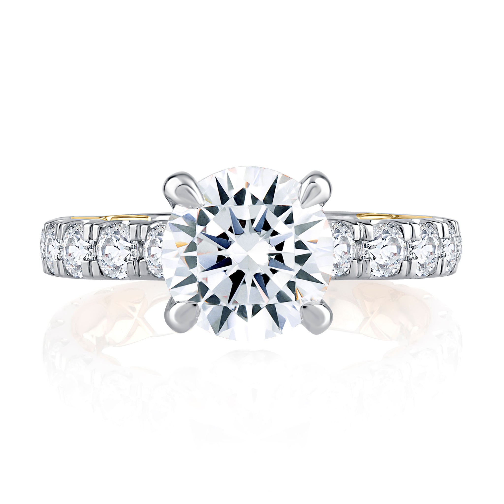 A.Jaffe Engagement Rings Elegant Two Tone Round Cut Diamond Engagement Ring with Hidden Halo MECRD2348Q/446