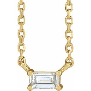 14K Yellow 1/8 CT Natural Diamond Solitaire 18" Necklace 87521:246:P