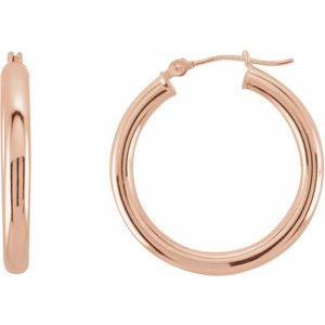 14K Rose Tube 25 mm Hoop Earrings 20826:6003:P