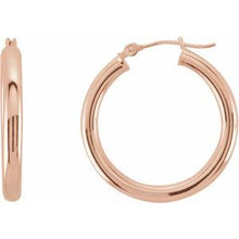 14K Rose Tube 25 mm Hoop Earrings 20826:6003:P