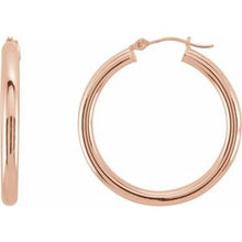 14K Rose Tube 30 mm Hoop Earrings 20826:6004:P