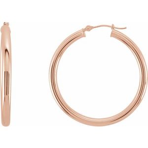 14K Rose Tube 35 mm Hoop Earrings 20826:6005:P