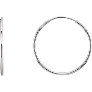 14K White Endless Tube 20 mm Hoop Earring