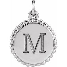 14K White Engravable Beaded Pendant 86472:135:P