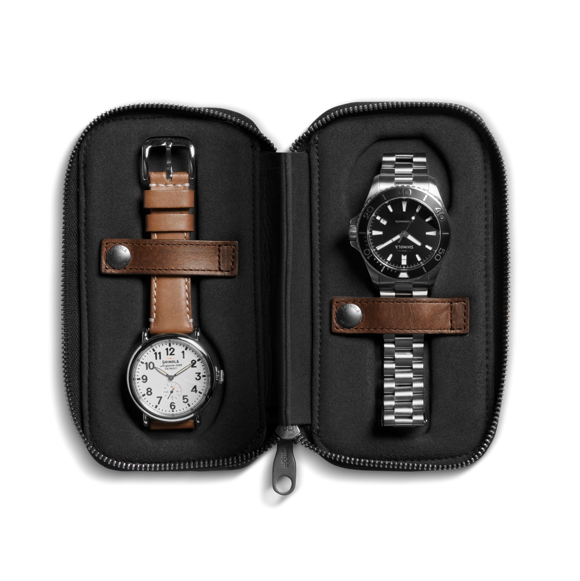 Shinola Leather Travel Watch Case S0320286878-1-MedBrn-OS-USA
