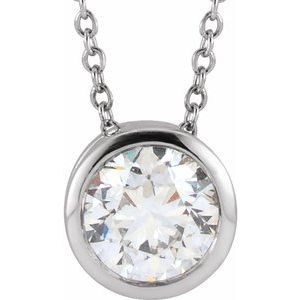 14K White 1/2 CT Lab-Grown Diamond Solitaire 16-18" Necklace 653706:LG104:P