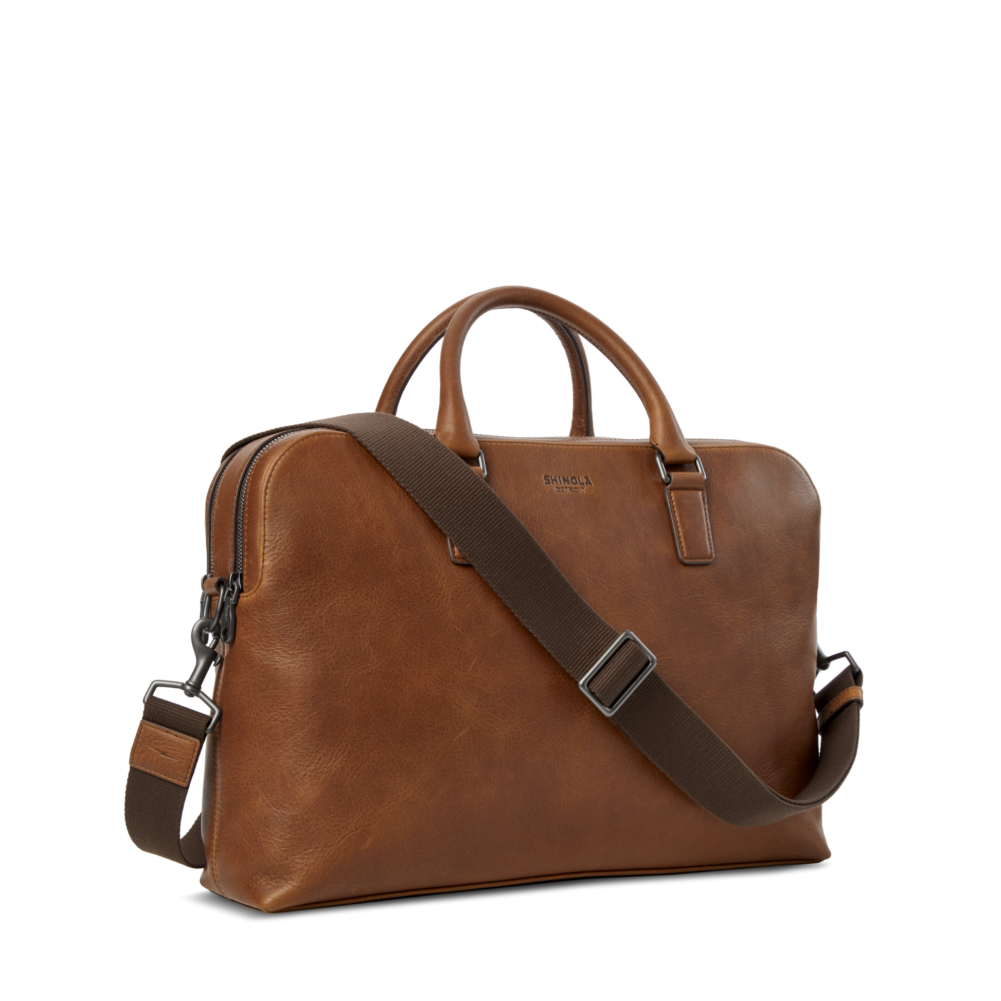 Shinola Leather Double Zip Briefcase S0320294778-1-MedBrn-OS-VNM