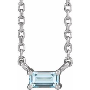 14K White Natural Sky Blue Topaz Solitaire 18" Necklace 87521:272:P