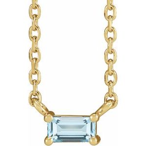 14K Yellow Natural Sky Blue Topaz Solitaire 18" Necklace 87521:273:P