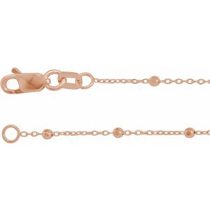 14K Rose .85 mm Faceted Beaded Cable 20" Chain CH1111:113:P