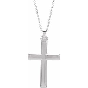 14K White Cross 18" Necklace