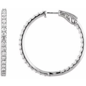 14K White 3 CTW Lab-Grown Diamond Inside-Outside 34.5 mm Hinged Hoop Earrings 650183:LG625:P