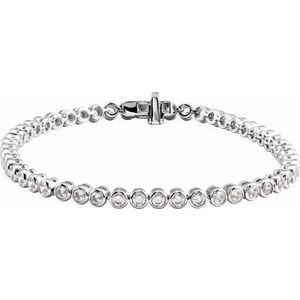 14K White 3 1/2 CTW Lab-Grown Diamond Bezel-Set 7" Bracelet BRC823:LG601:P