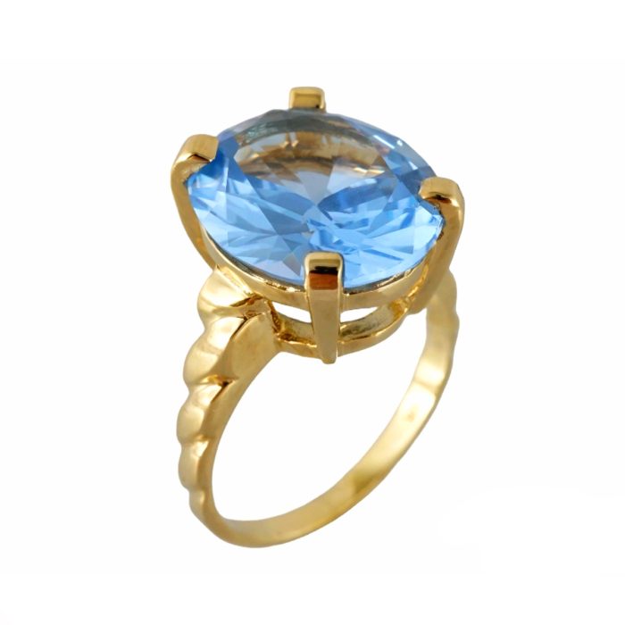 10k Oval Light Blue Gold Ring