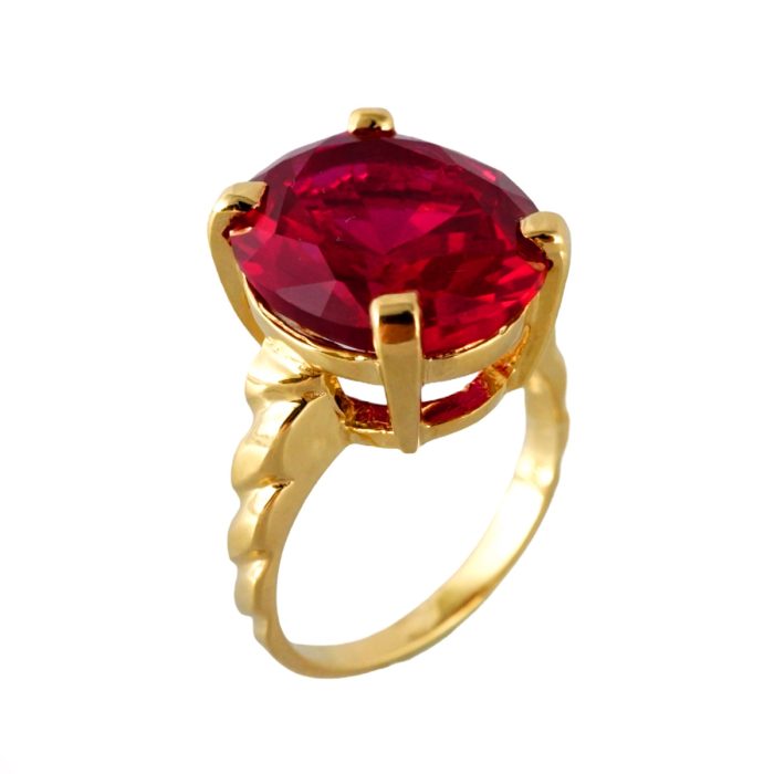 10k Red Gem Gold Ring for Women