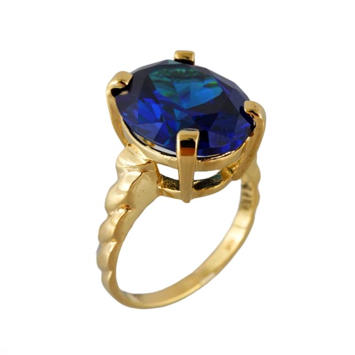 10k Blue Gem Gold Ring for Women