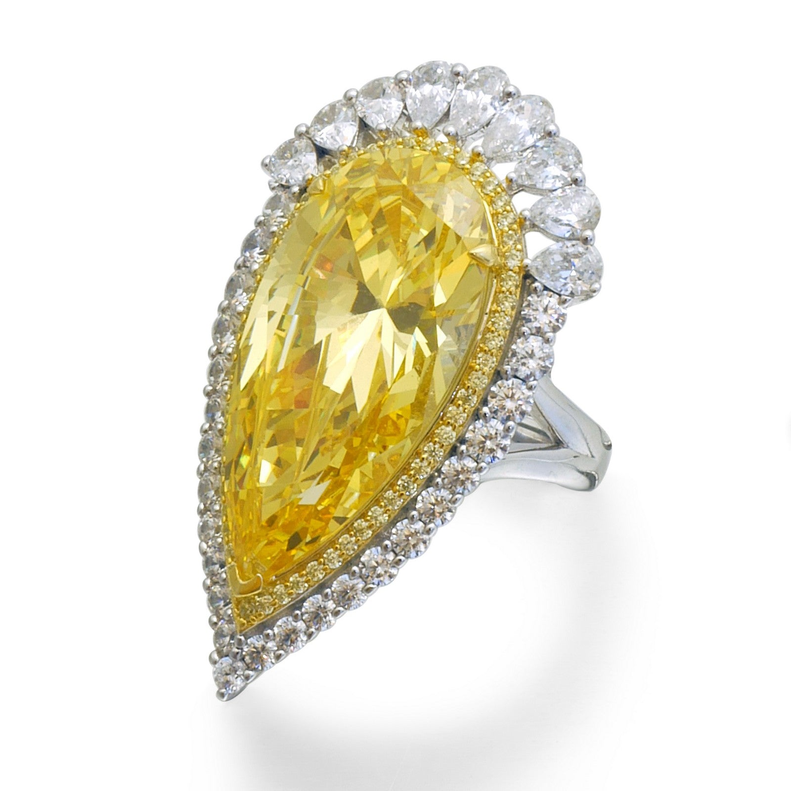 Lafonn Red Carpet Pear Canary Ring 8R013CAP