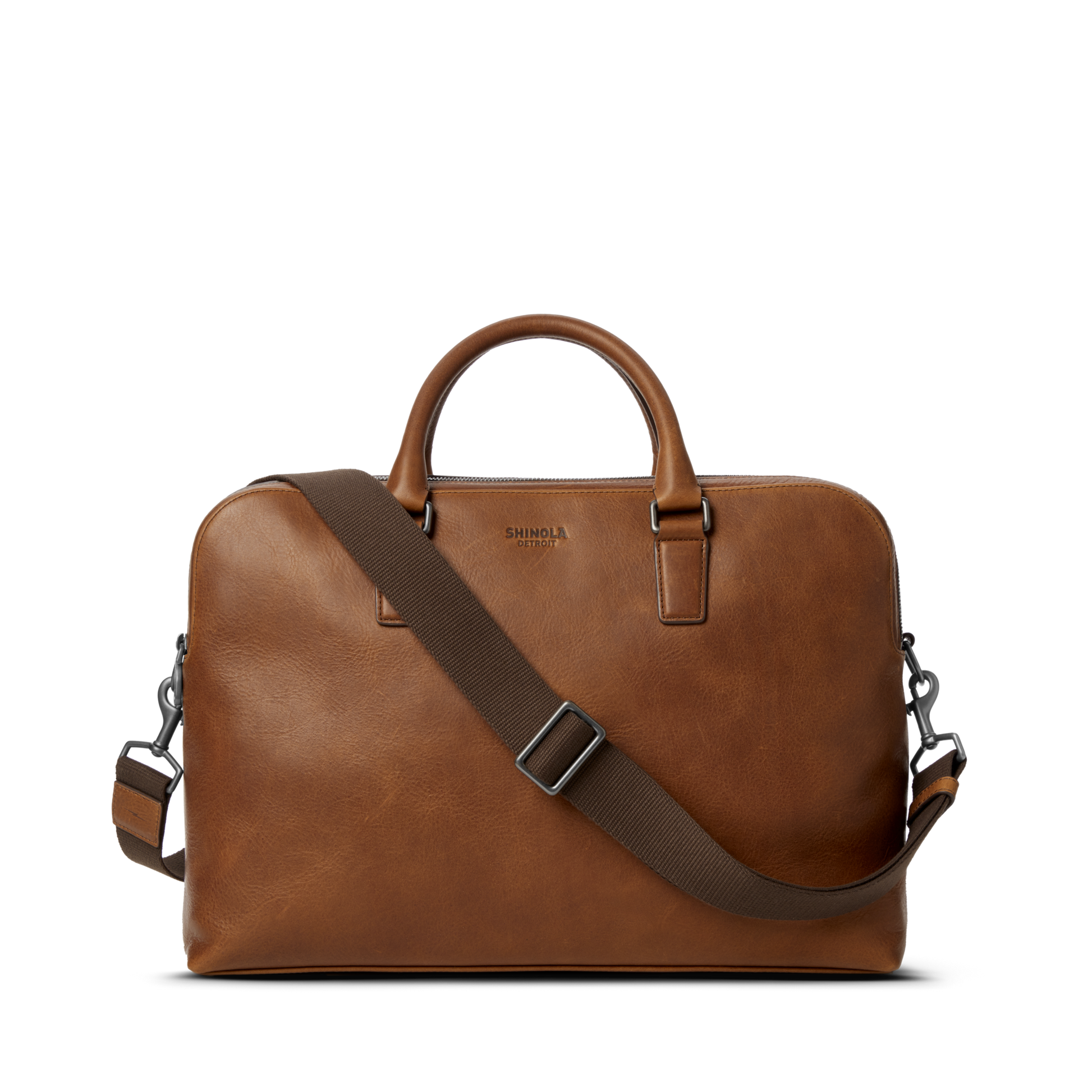 Shinola Leather Double Zip Briefcase S0320294778-1-MedBrn-OS-VNM