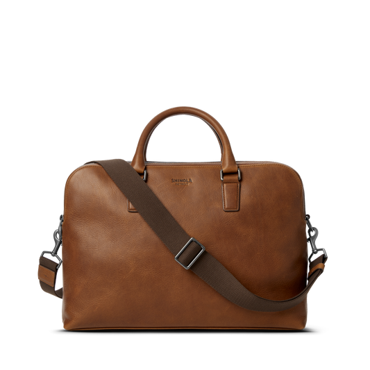 Shinola Leather Double Zip Briefcase S0320294778-1-MedBrn-OS-VNM