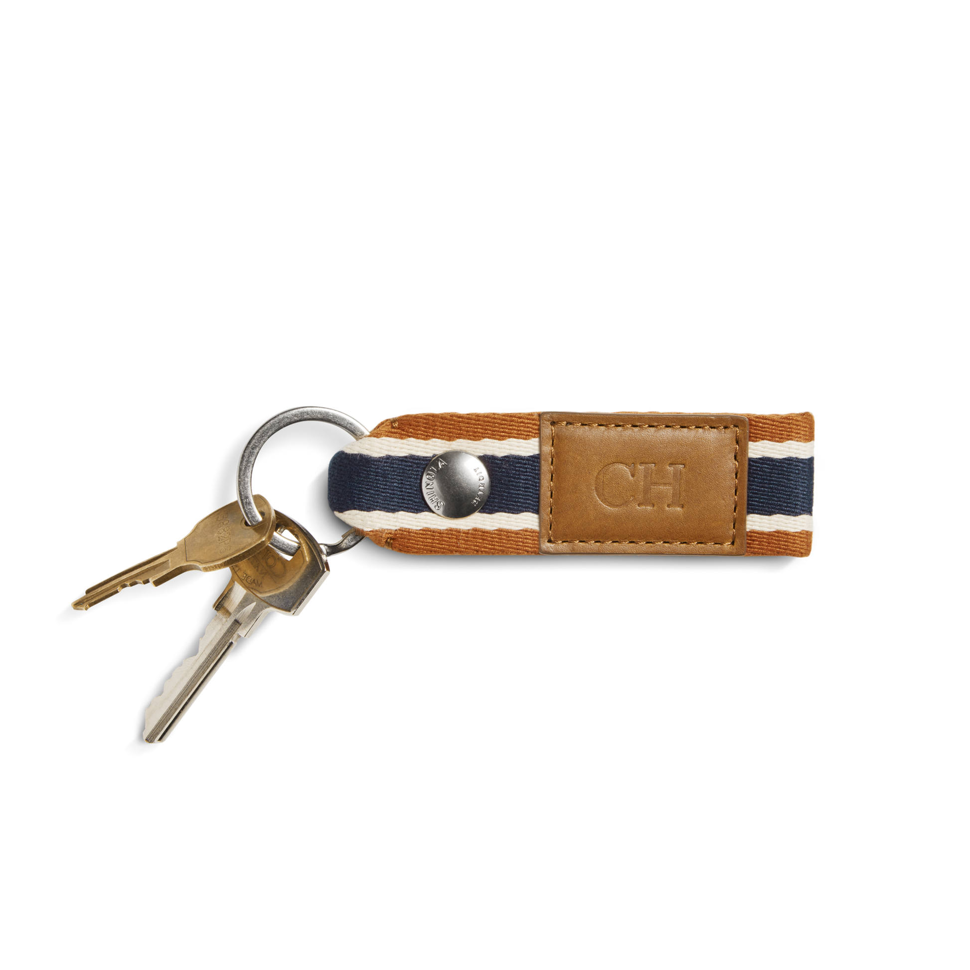 Shinola Leather Webbing Keychain S0320276301-1-BrndStpTan-OS-VNM