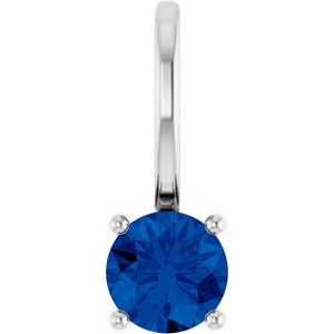 14K White Lab-Grown Blue Sapphire Solitaire Charm/Pendant 87768:187:P