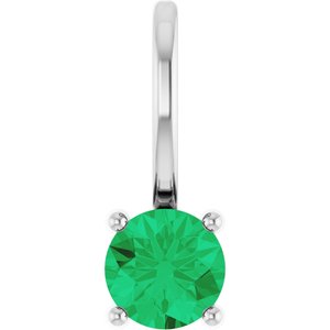 Sterling Silver Imitation Emerald Solitaire Charm/Pendant 87768:130:P