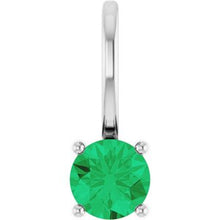 Sterling Silver Imitation Emerald Solitaire Charm/Pendant 87768:130:P