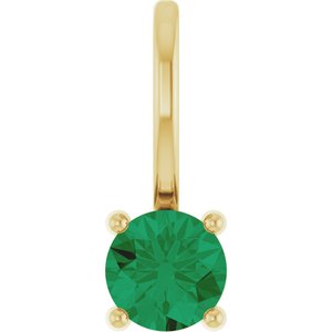 14K Yellow Lab-Grown Emerald Solitaire Charm/Pendant 87768:176:P