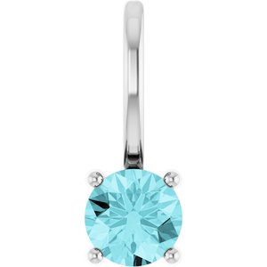 14K White Imitation Blue Zircon Solitaire Charm/Pendant 87768:161:P