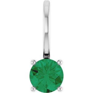 Sterling Silver Lab-Grown Emerald Solitaire Charm/Pendant 87768:180:P