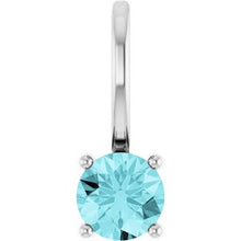Sterling Silver Imitation Blue Zircon Solitaire Charm/Pendant 87768:165:P