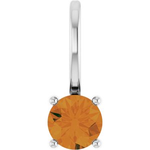 Sterling Silver Imitation Citrine Solitaire Charm/Pendant 87768:160:P