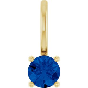 14K Yellow Lab-Grown Blue Sapphire Solitaire Charm/Pendant 87768:186:P
