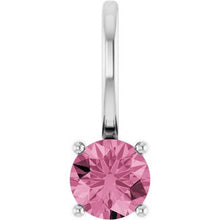 Sterling Silver Imitation Pink Tourmaline Solitaire Charm/Pendant 87768:155:P