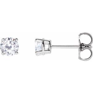 Sterling Silver 4 mm Imitation White Cubic Zirconia Stud Earrings 1874:60034:P