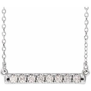 14K White 1/4 CTW Natural Diamond French-Set Bar 18" Necklace 86969:715:P