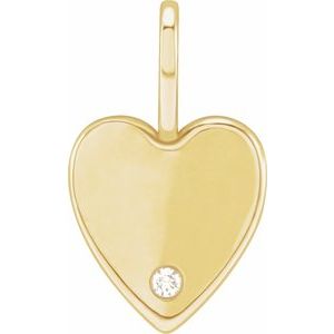 14K Yellow .02 CT Natural Diamond Engravable Heart Charm/Pendant 88006:107:P